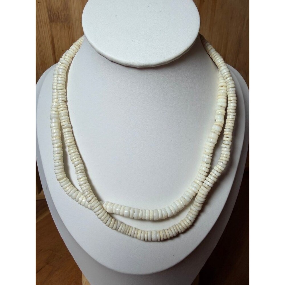 Vintage White Shell Bead Necklace Set